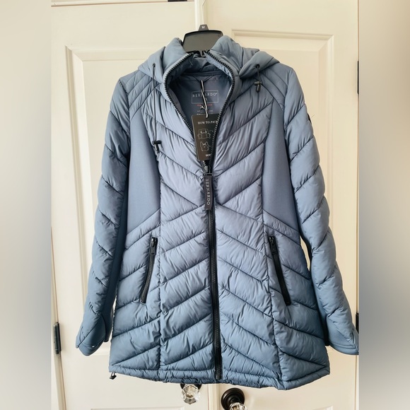 Bernardo NWT Women’s Puffer Coat Jacket Blue Medium - Picture 2 of 8